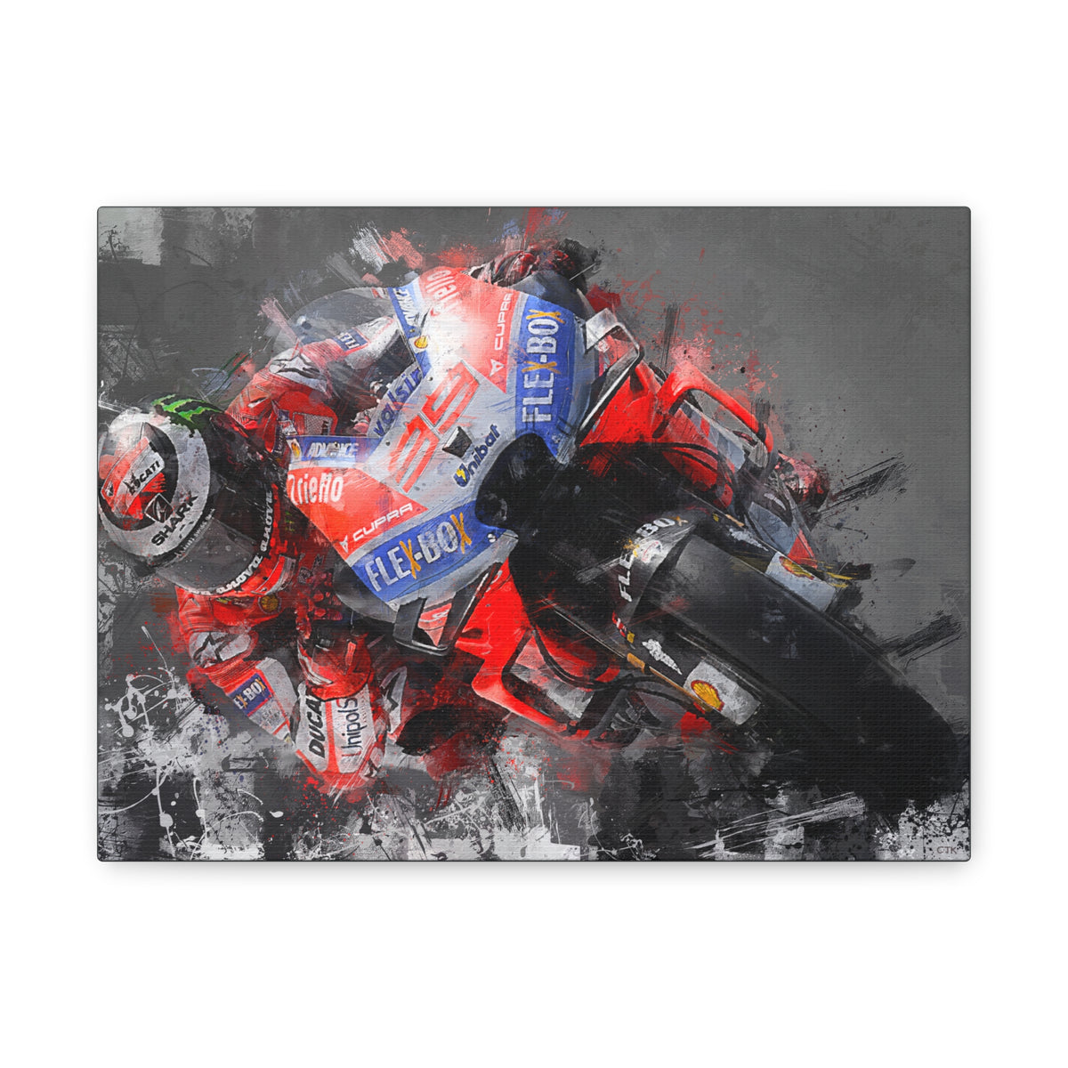 Expressive Speed: Stretched Canvas Fine Art MotoGP Print Poster - Ready to Hang, Wall Art MotoGP Gift