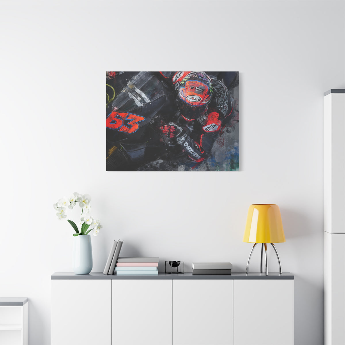 Ducati Cornering: Stretched Canvas Fine Art MotoGP Print - Ready to Hang, Wall Art MotoGP Gift