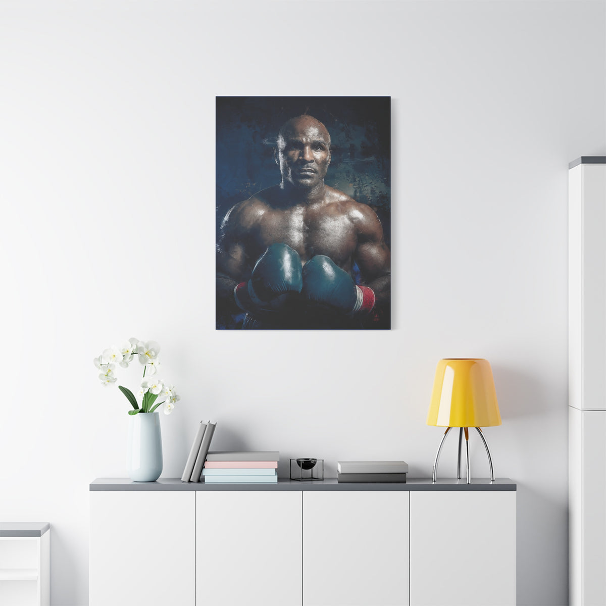 Evander's Essence: Stretched Canvas Fine Art Boxing Print Poster - Ready to Hang, Wall Art Boxing Gift