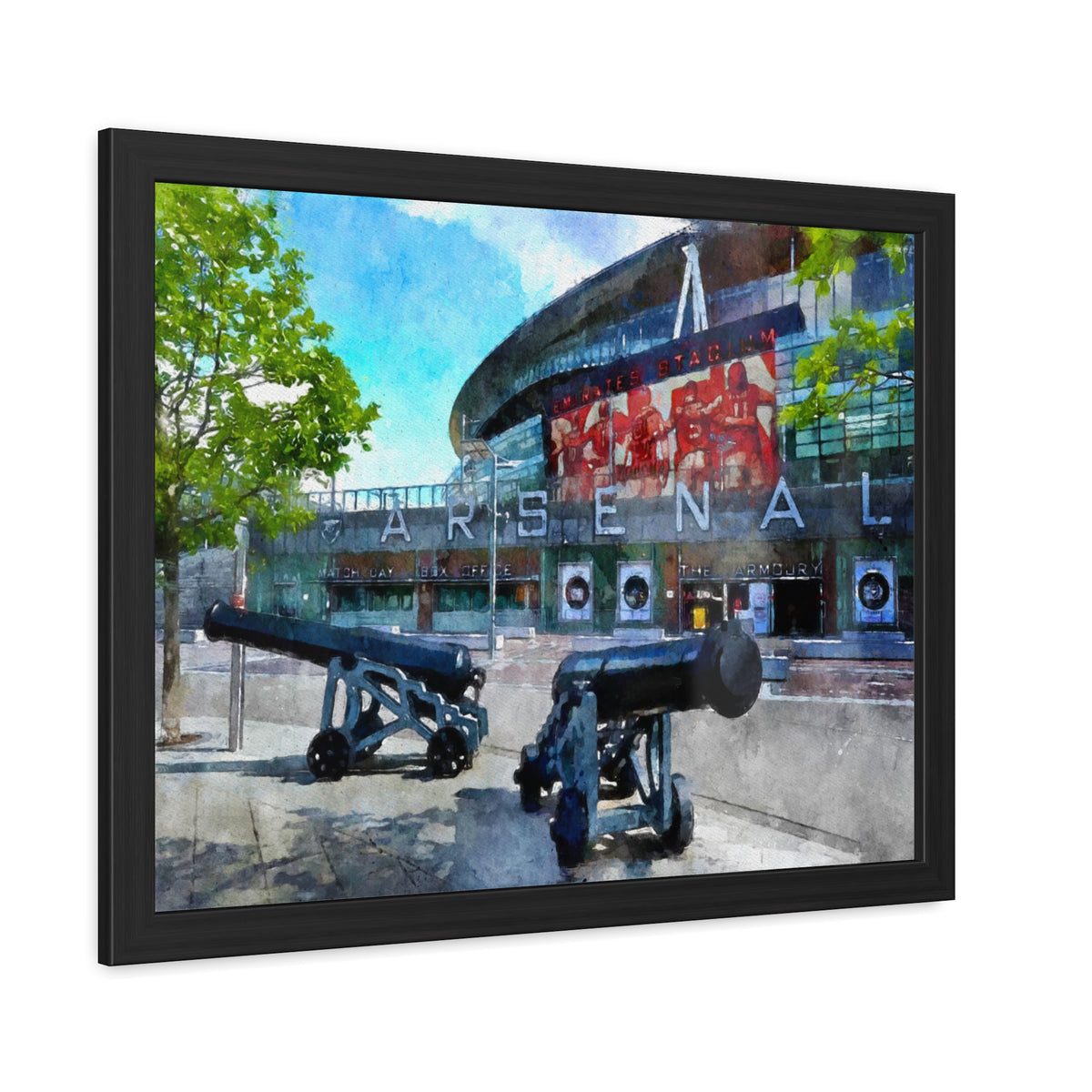 Arsenal’s Emirates Stadium - Expressionist Modern Art - Ready to Hang Framed Watercolour Fine Art Painting Print Poster, Football Wall Art, Soccer Fan Gift
