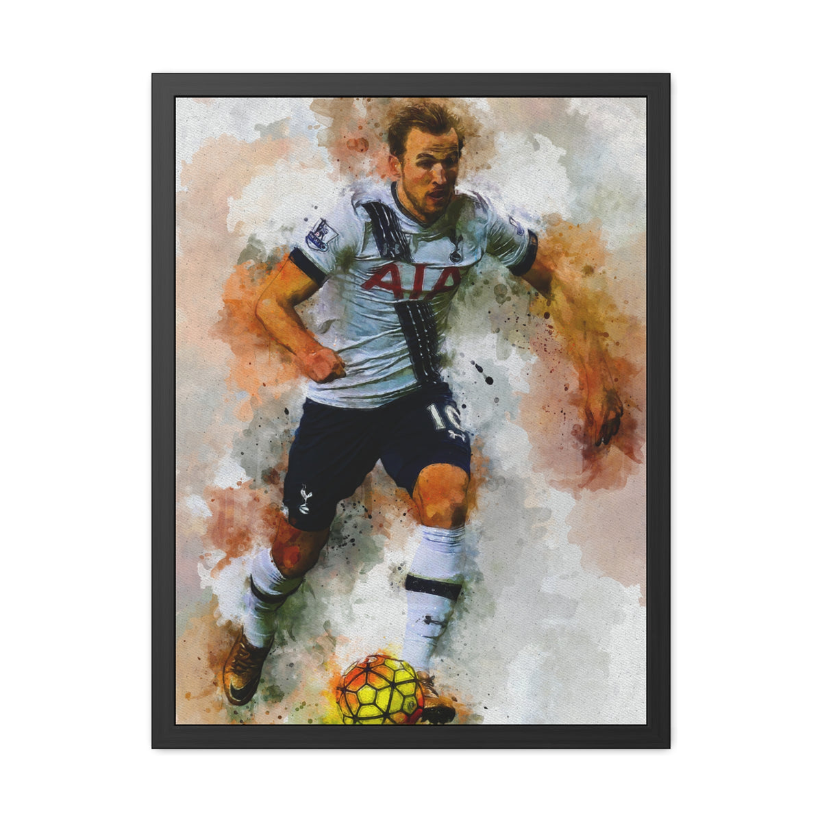 Harry Kane Expressionist Watercolour Print Portrait, Football Legend Art, Tottenham Hotspur and England Star, Ready to Hang Framed Watercolour Fine Art Painting Print Poster, Football Wall Art, Soccer Fan Gift