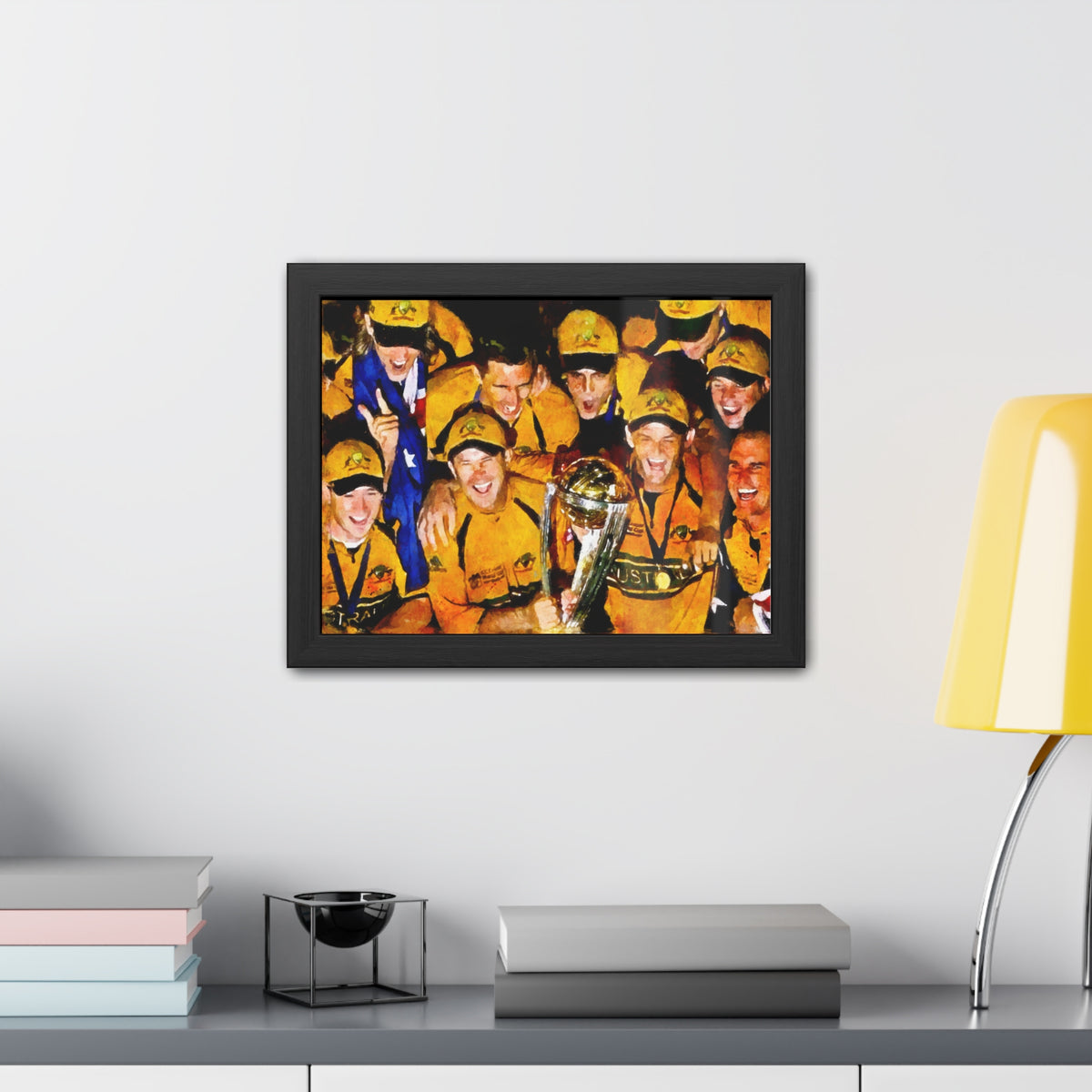 2007 Cricket World Cup Triumph: Australia's Trophy Celebration in Watercolour - Fine Art Print, Ready to Hang Wall Art Cricket Gift.