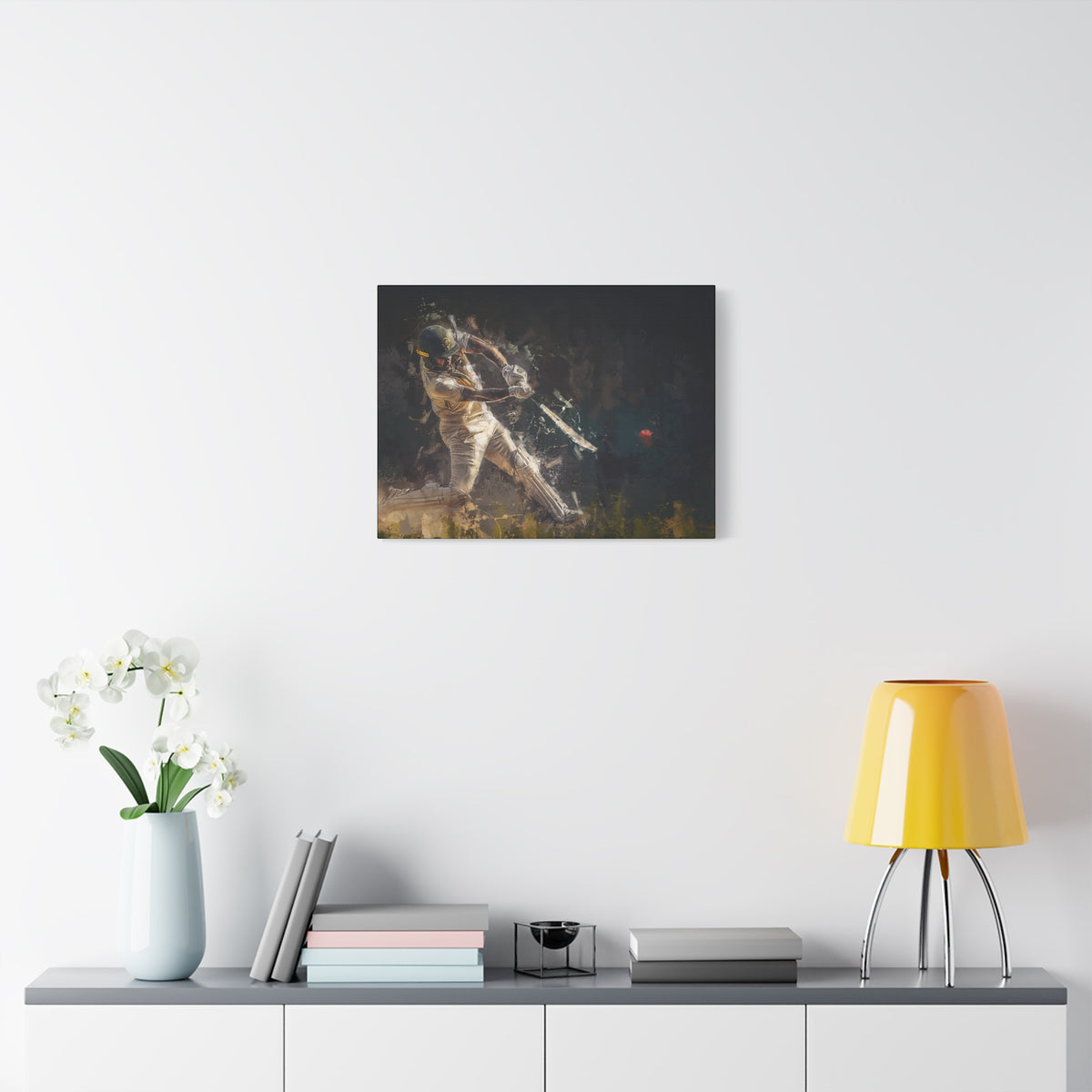 Cricket Brilliance: Batsman's Dynamic Impact - Canvas Art Print Poster - Ready to Hang Cricket Gift