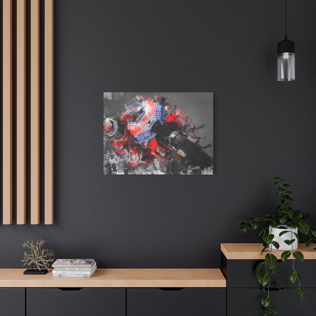 Expressive Speed: Stretched Canvas Fine Art MotoGP Print Poster - Ready to Hang, Wall Art MotoGP Gift