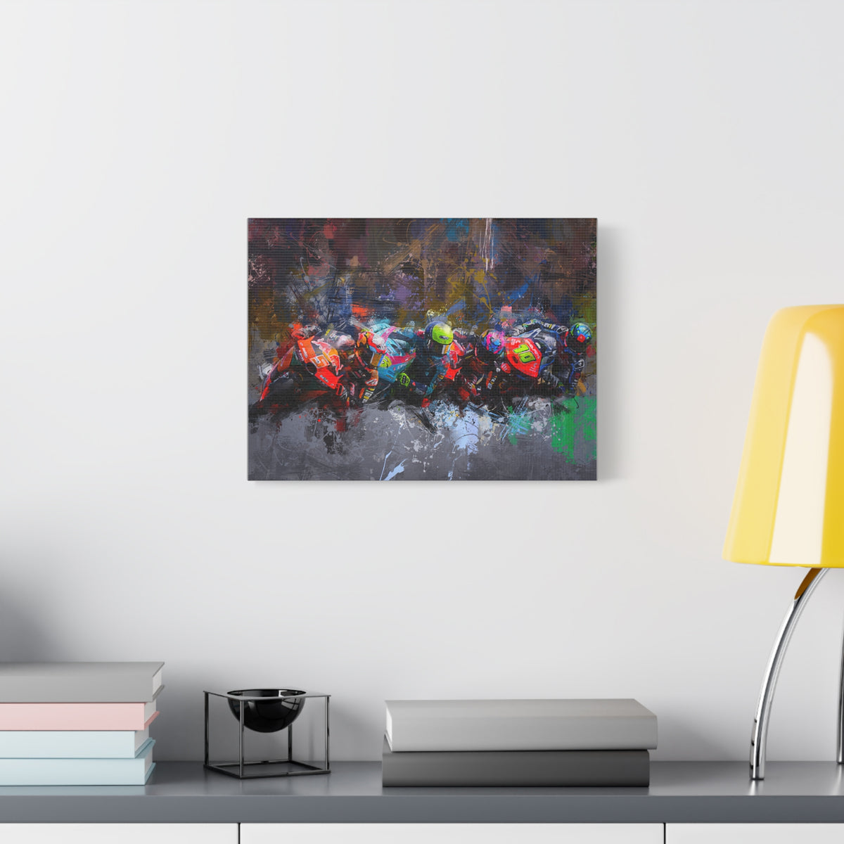 Racing Elegance: Stretched Canvas MotoGP Fine Art Print Poster - Ready to Hang, Wall Art MotoGP Gift