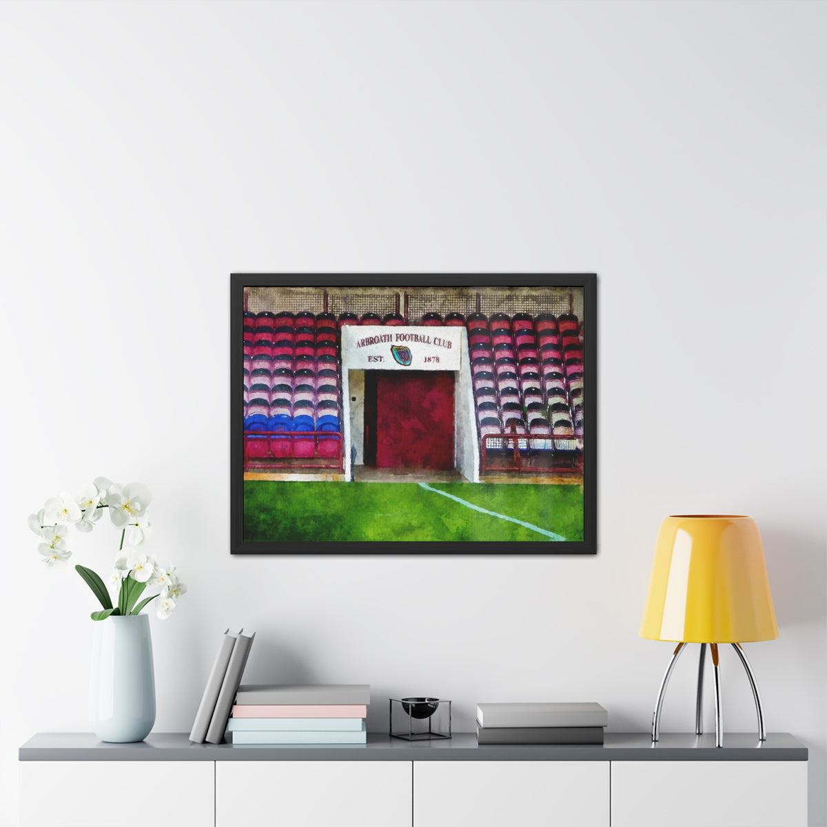 Arbroath FC Gayfield Park Watercolour Print ,Ready to Hang Framed Watercolour Fine Art Painting Print Poster