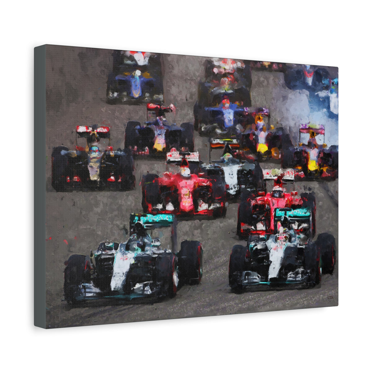 Fuel Your Walls with Speed: Stretched Matte Canvas Fine Art F1 Print Poster - Ready to Hang, Wall Art Formula One Gift