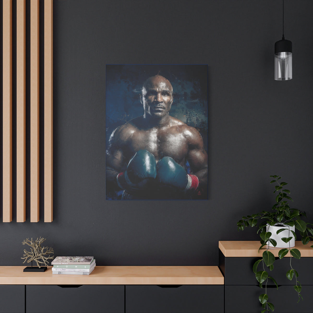 Evander's Essence: Stretched Canvas Fine Art Boxing Print Poster - Ready to Hang, Wall Art Boxing Gift
