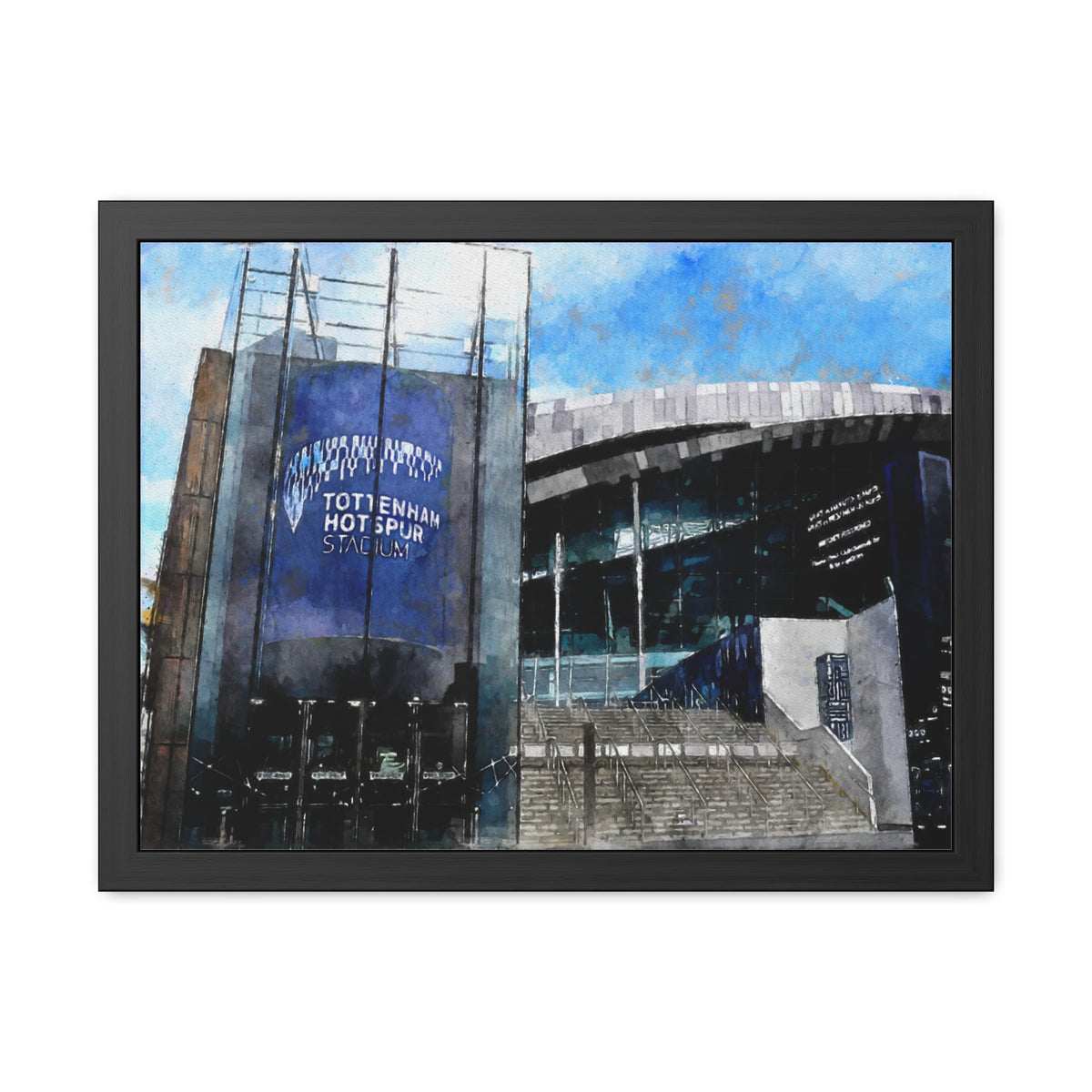 Tottenham’s Stadium - Expressionist Modern Art - Ready to Hang Framed Watercolour Fine Art Painting Print Poster, Football Wall Art, Soccer Fan Gift