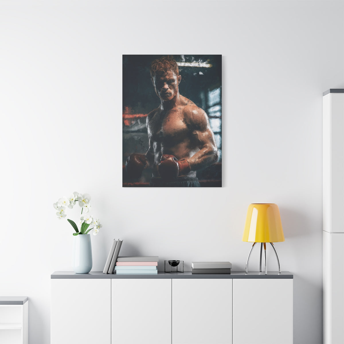 Canelo Álvarez Painting: Expressive Boxing Brilliance - Stretched Canvas Fine Art Boxing Print Poster, Ready to Hang, Wall Art Boxing Gift