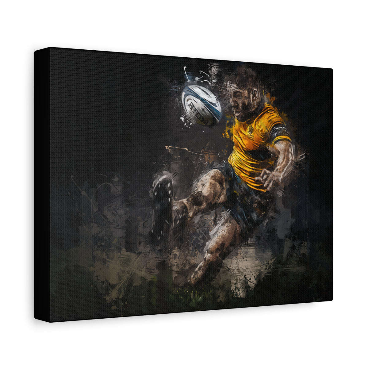 Kick and Score: Expressionist Canvas Fine Art Print Poster - Ready to Hang Wall Art, Rugby Fanatic Gift