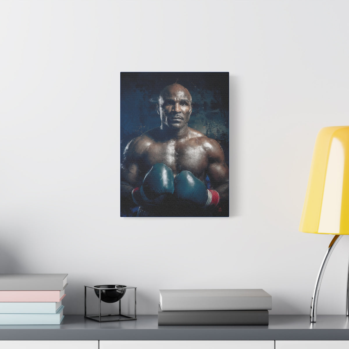 Evander's Essence: Stretched Canvas Fine Art Boxing Print Poster - Ready to Hang, Wall Art Boxing Gift