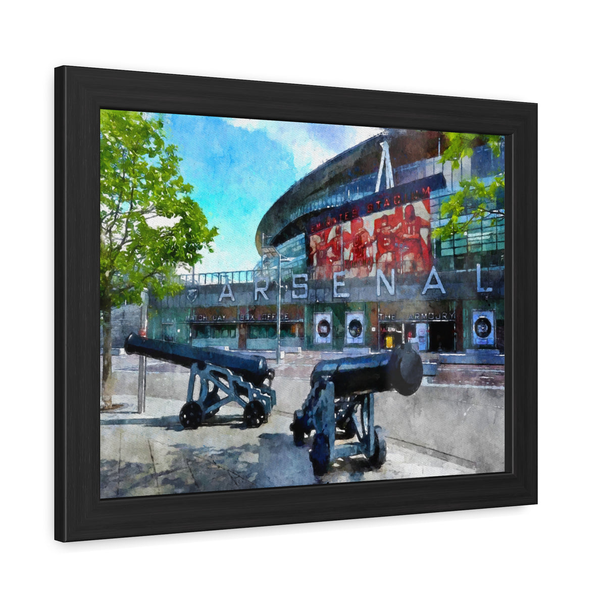 Arsenal’s Emirates Stadium - Expressionist Modern Art - Ready to Hang Framed Watercolour Fine Art Painting Print Poster, Football Wall Art, Soccer Fan Gift