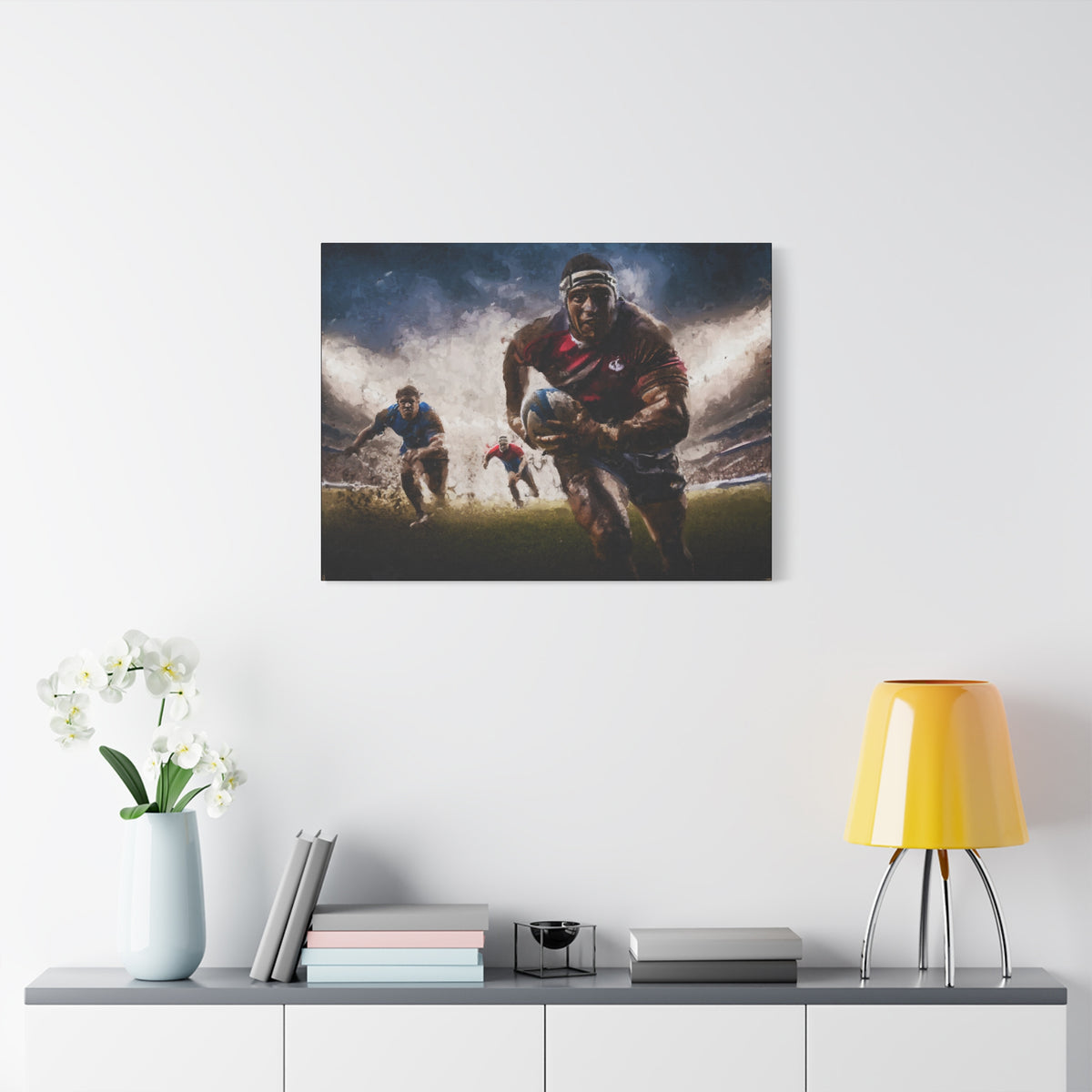 Rugby in Motion: Impressionist Canvas Fine Art Print - Ready to Hang Wall Art, Rugby Fanatic Gift