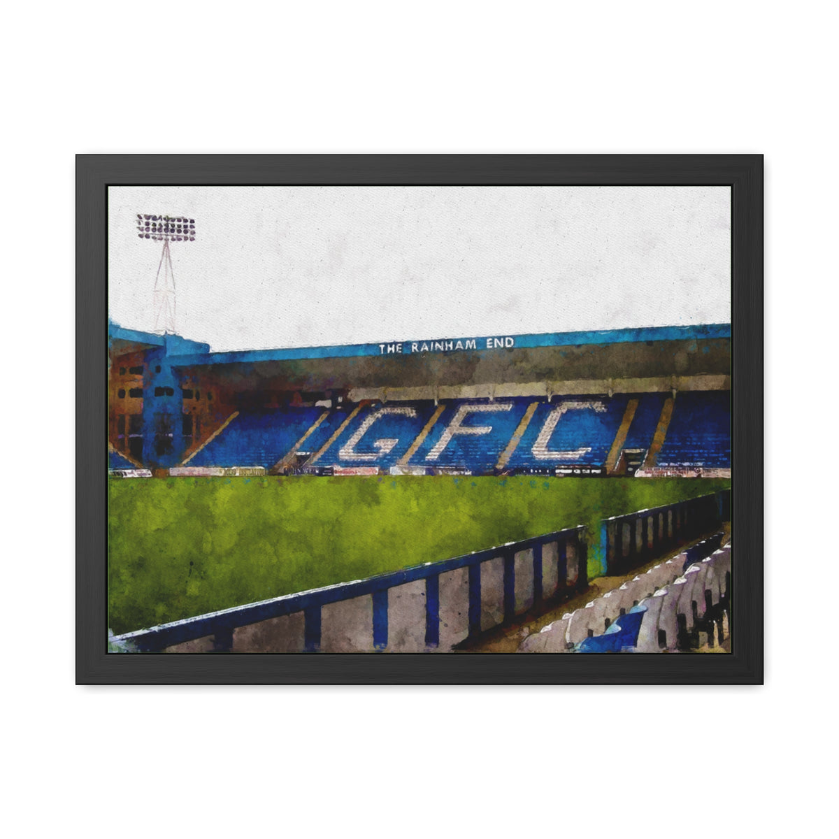 Gillingham’s Priestfield Stadium Watercolour Fine Art Painting - Ready to Hang Framed Print Poster, Football Wall Art, Soccer Fan Gift
