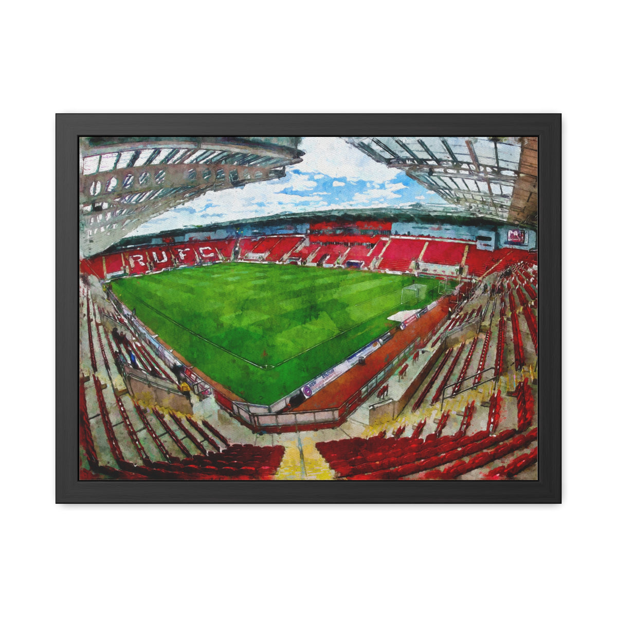 Rotherham’s New York Stadium. Ready to Hang Framed Watercolour Fine Art Painting Print Poster, Football Wall Art, Soccer Fan Gift