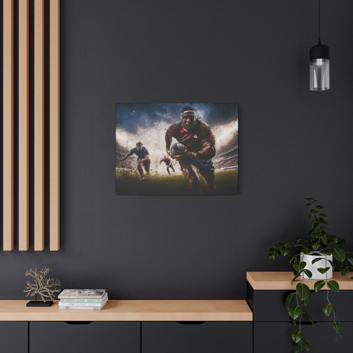 Rugby in Motion: Impressionist Canvas Fine Art Print - Ready to Hang Wall Art, Rugby Fanatic Gift