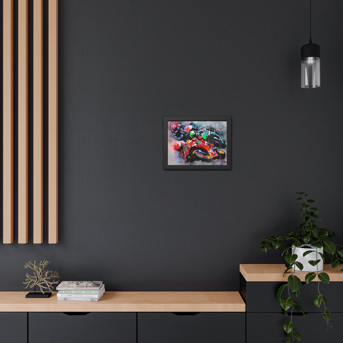 Velocity Unleashed: Framed Watercolour Fine Art MotoGP Fine Art Print Poster - Ready to Hang, Wall Art MotoGP Gift