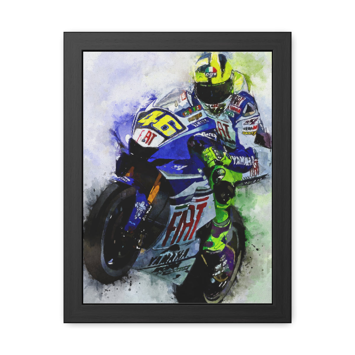 MotoGP Thrills Unleashed: Framed Watercolour Fine Art MotoGP Print - Ready to Hang, Wall Art Poster for the Ultimate MotoGP Gift