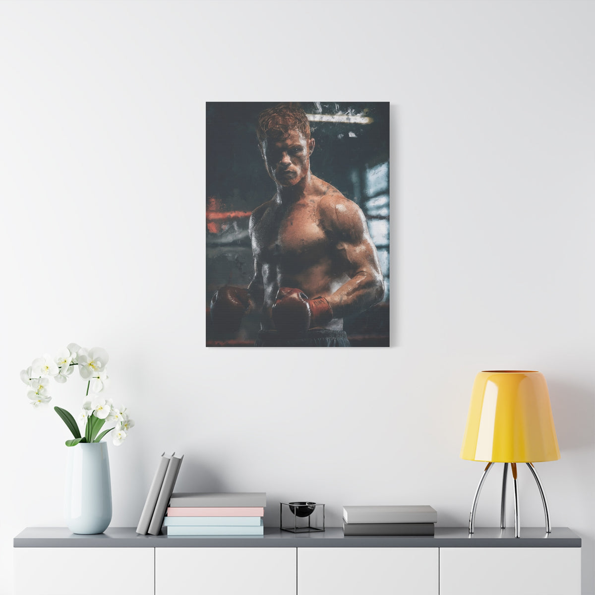 Canelo Álvarez Painting: Expressive Boxing Brilliance - Stretched Canvas Fine Art Boxing Print Poster, Ready to Hang, Wall Art Boxing Gift