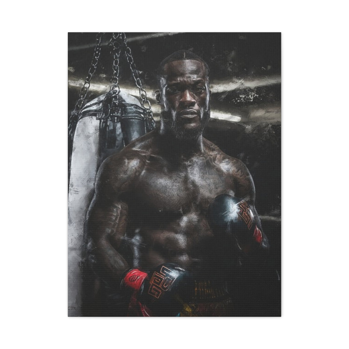 Deontay Wilder Portrait Painting: Power and Precision - Stretched Canvas Fine Art Boxing Print Poster, Ready to Hang, Wall Art Boxing Gift