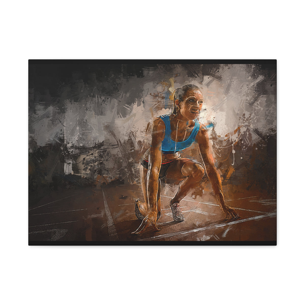 Expressionist Sprinter Art Canvas Print - Athletics Art, Stretched Canvas Fine Art Print Poster- Ready to Hang Wall Art, Sprinter Fan Gift