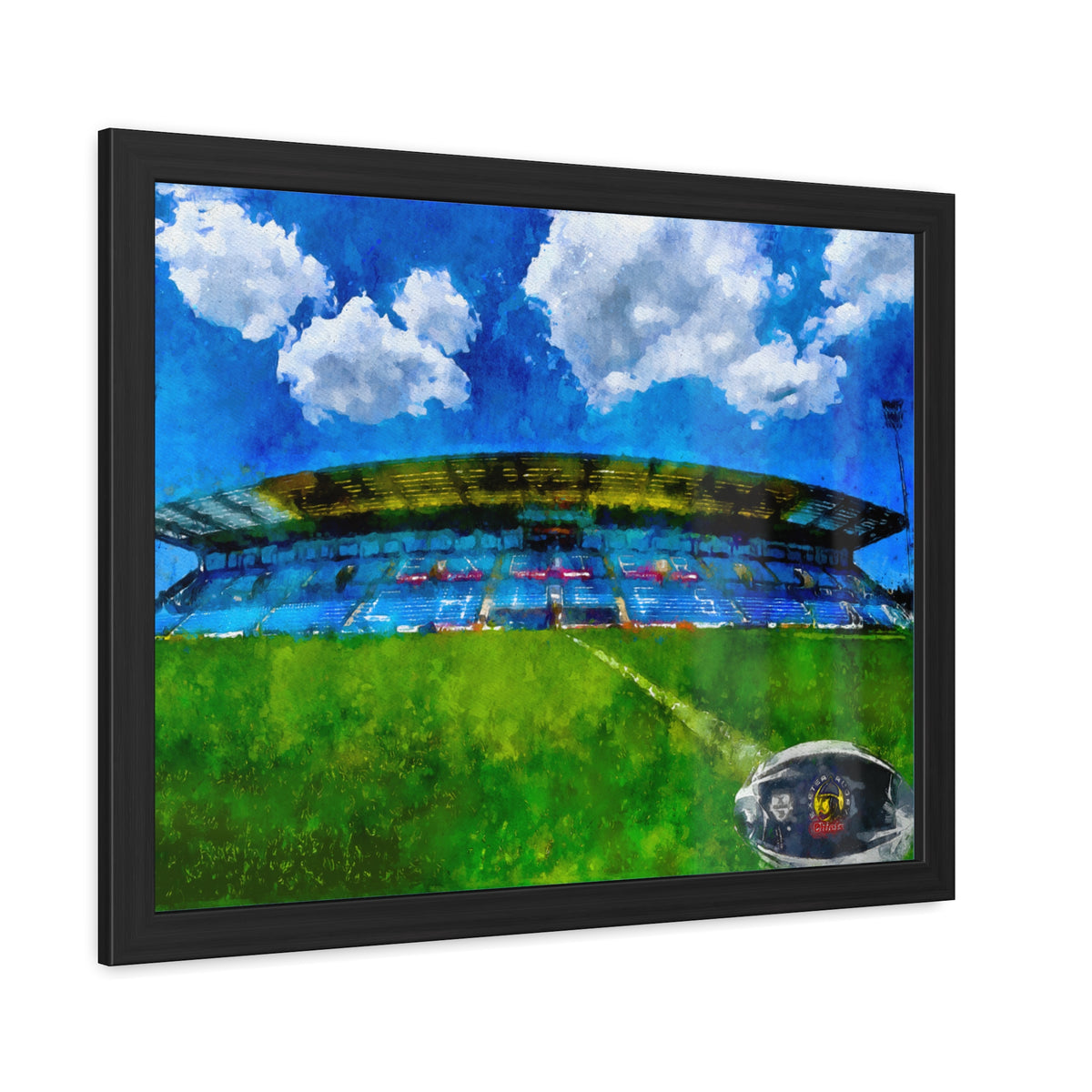 Sandy Park Reverie: Exeter Chiefs Expressionist Painting - Ready to Hang Framed Rugby Print, Stadium Ground Wall Art, Chiefs Rugby Fan Gift