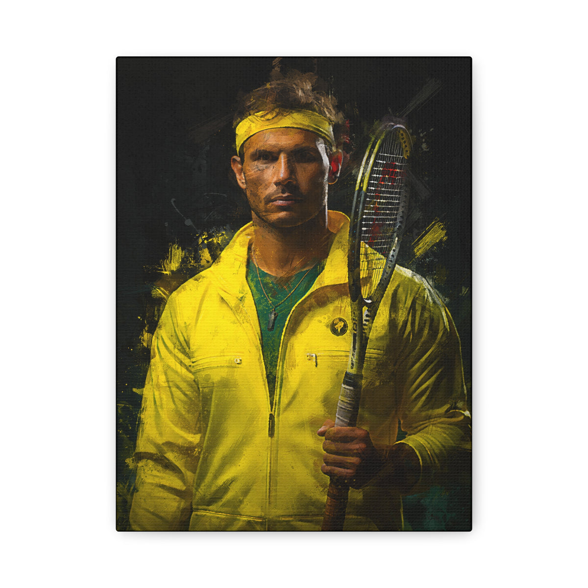 Rafael Nadal Tennis Legend: Expressionist Modern Art Painting on Canvas - Stretched Canvas Tennis Fine Art Print Poster- Ready to Hang Wall Art, Tennis Fan Gift