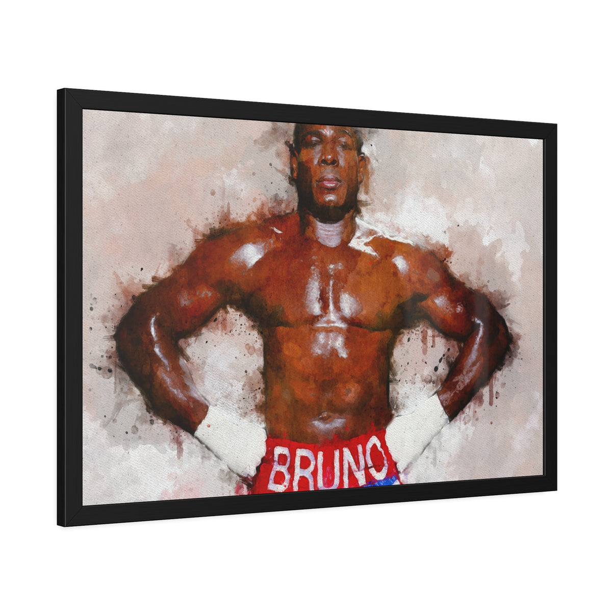 Frank Bruno Tribute Portrait: Framed Watercolour Fine Art Boxing Print Poster - Ready to Hang, Wall Art Boxing Gift