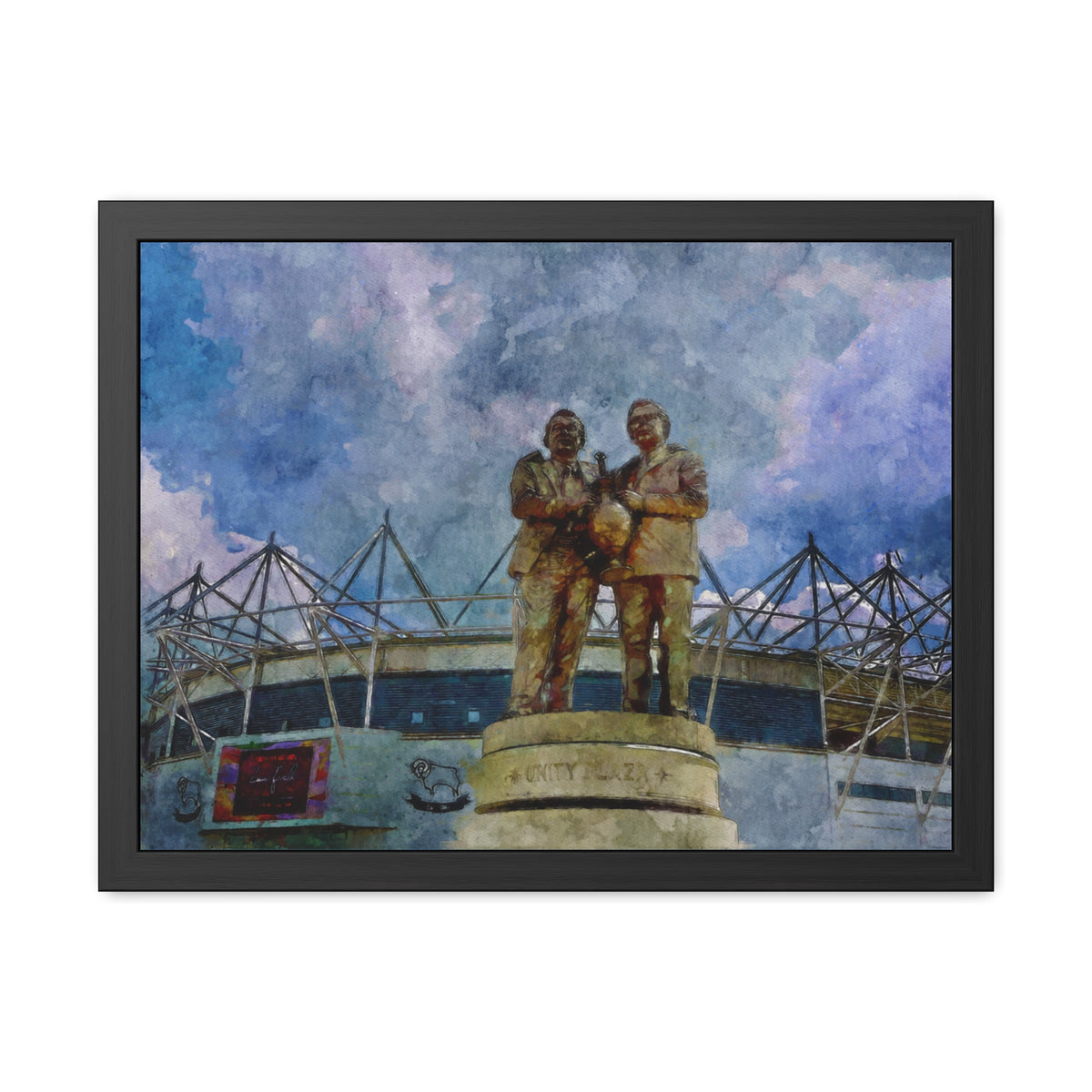 Derby County’s Pride Park Stadium Print - Ready to Hang Framed Watercolour Fine Art Painting Print Poster, Football Wall Art, Soccer Fan Gift