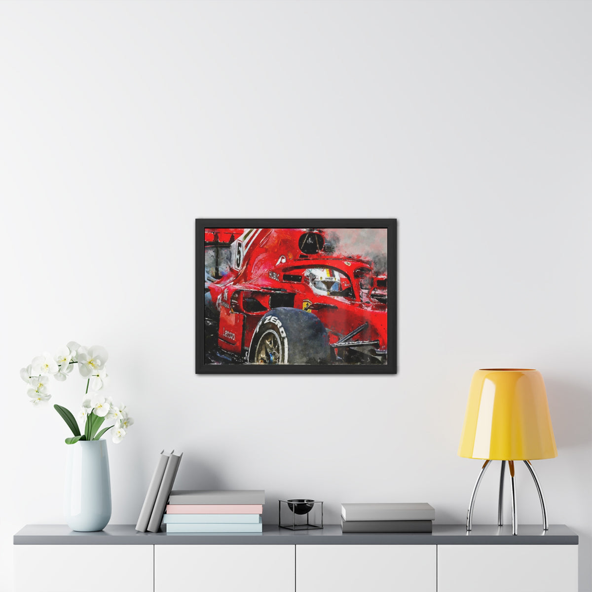 Drive into the F1 Fast Lane: Framed Watercolour F1 Fine Art Print - Ready to Hang, Wall Art Formula One Gift.