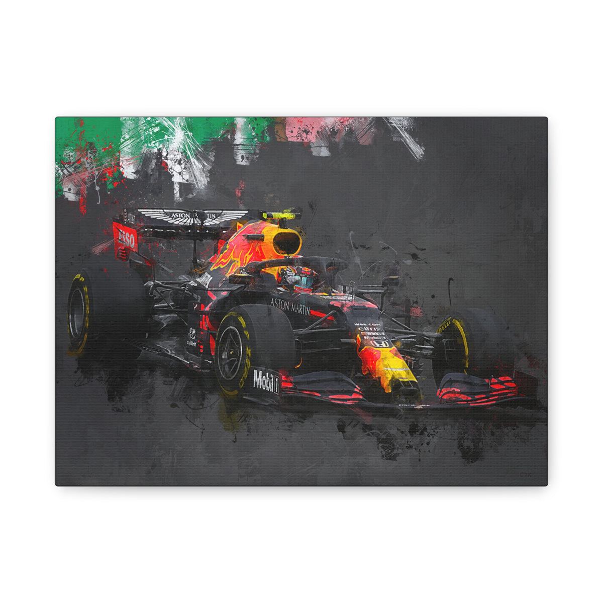Experience Speed in Style: Stretched Canvas F1 Fine Art Print Poster of Aston Martin - Ready to Hang, Wall Art Formula One Gift