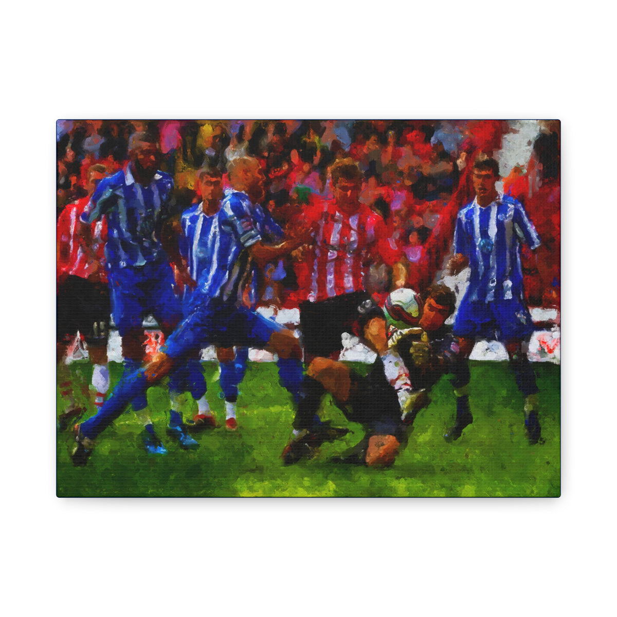 Steel City Derby Ready to Hang Framed Impressionist Fine Art Painting Print Poster, Football Wall Art, Soccer Fan Gift