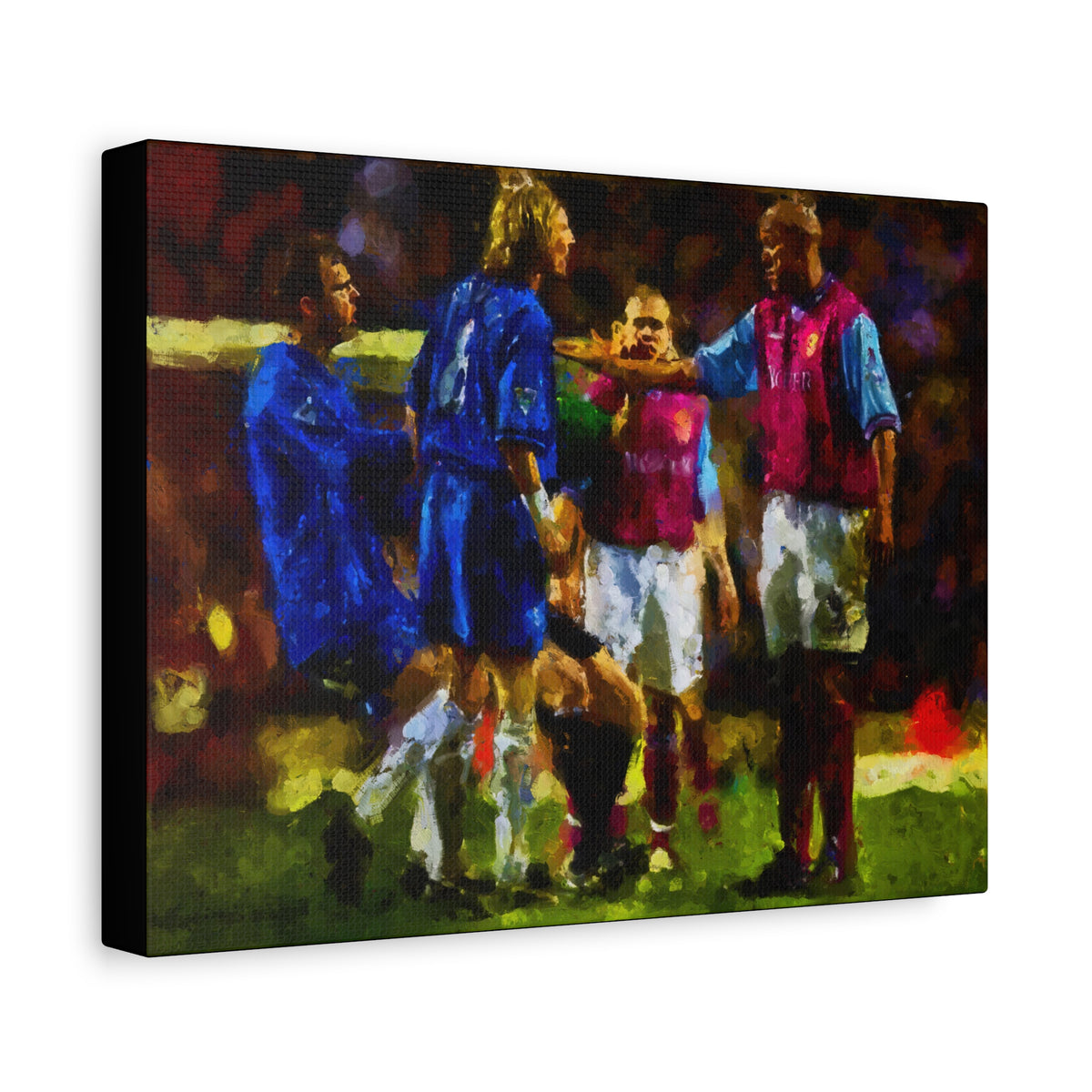 Birmingham vs. Villa Derby Ready to Hang Framed Impressionist Fine Art Painting Print Poster, Football Wall Art, Soccer Fan Gift