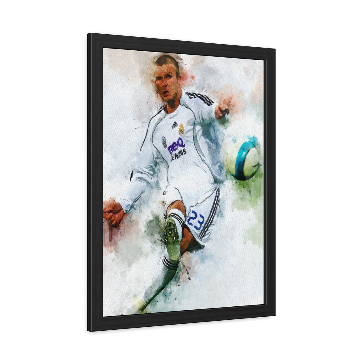 Celebrate Beckham: Expressionist Watercolour Portrait - Soccer Legend Art! Ready to Hang Framed Fine Art Print Poster, Football Wall Art, Soccer Fan Gift