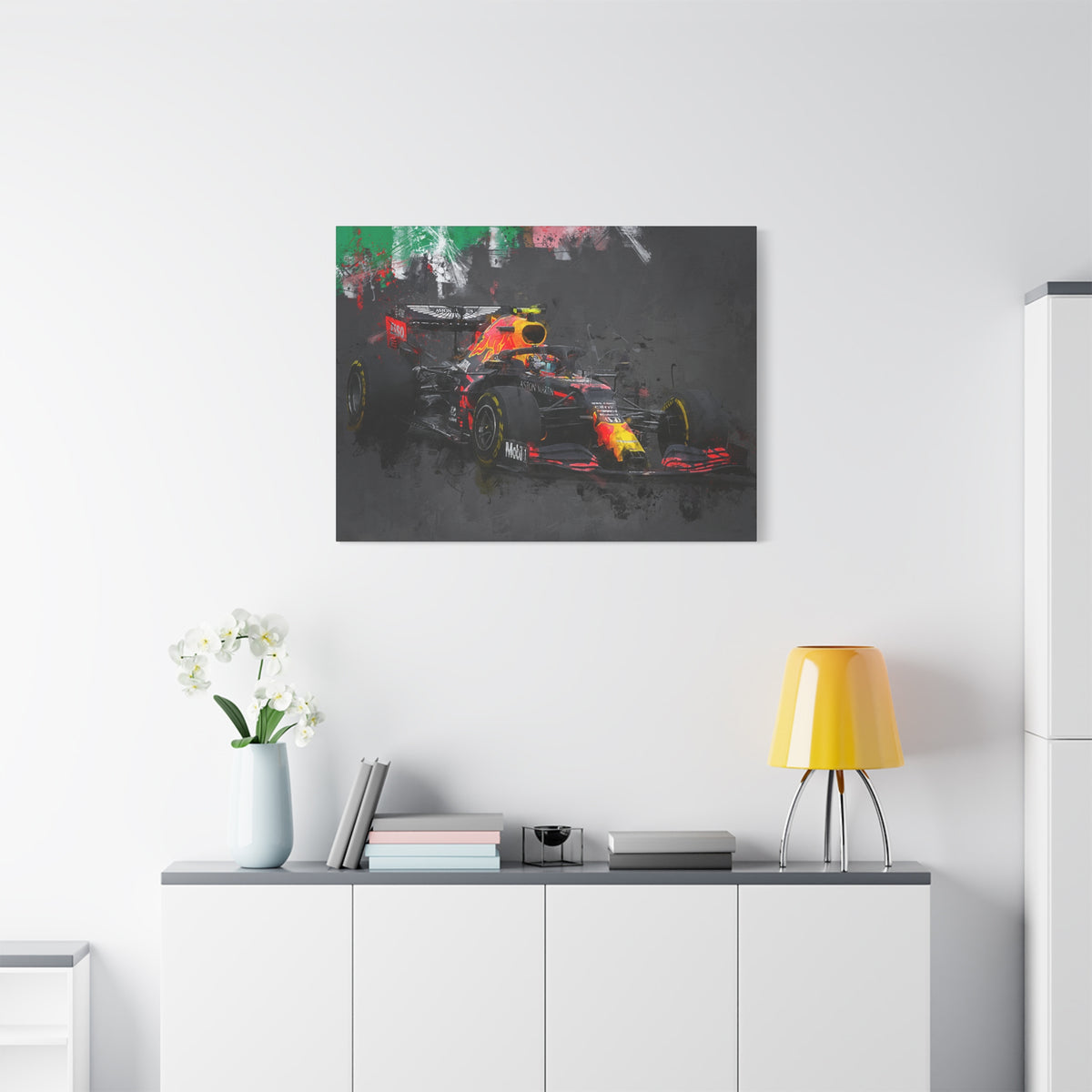 Experience Speed in Style: Stretched Canvas F1 Fine Art Print Poster of Aston Martin - Ready to Hang, Wall Art Formula One Gift