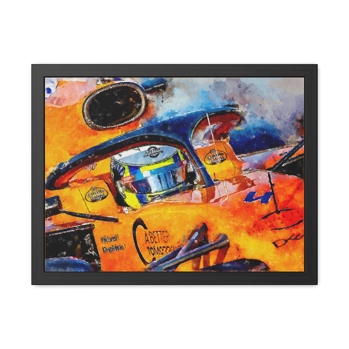 Lando Norris F1 Masterpiece: Framed Watercolour Fine Art Print Poster - Ready to Hang, Wall Art Formula One Gift