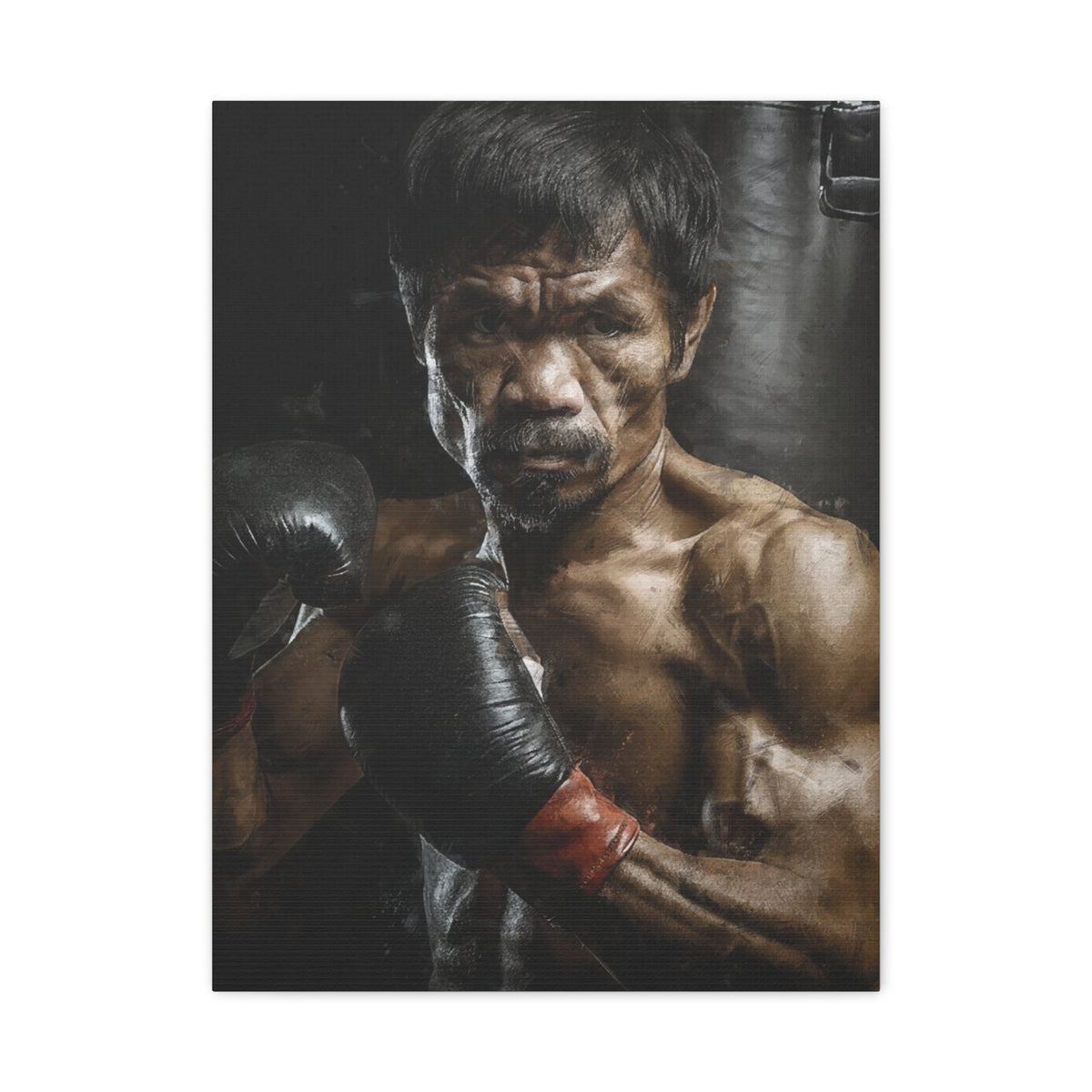 Manny Pacquiao Portrait Painting: Stretched Canvas Fine Art Boxing Print Poster- Ready to Hang, Wall Art Boxing Gift