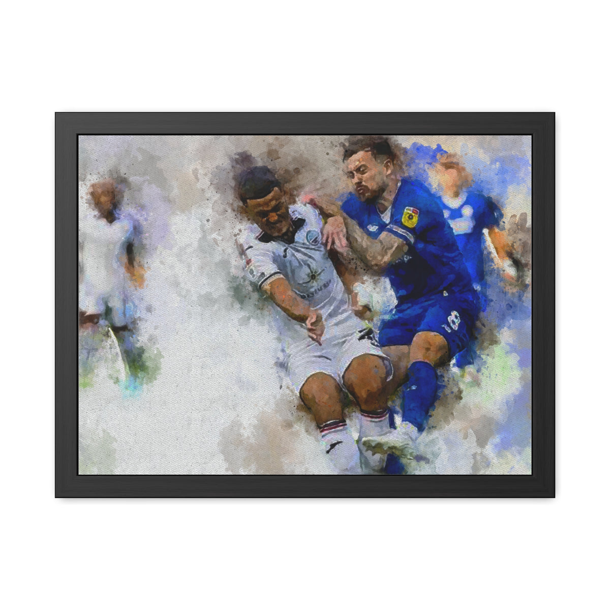 Cardiff vs. Swansea Derby Ready to Hang Framed Watercolour Fine Art Painting Print Poster, Football Wall Art, Soccer Fan Gift