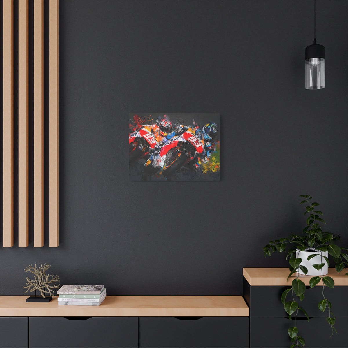 MotoGP Duel: Stretched Canvas Fine Art Print- Ready to Hang, Wall Art Poster, the Ultimate MotoGP Gift
