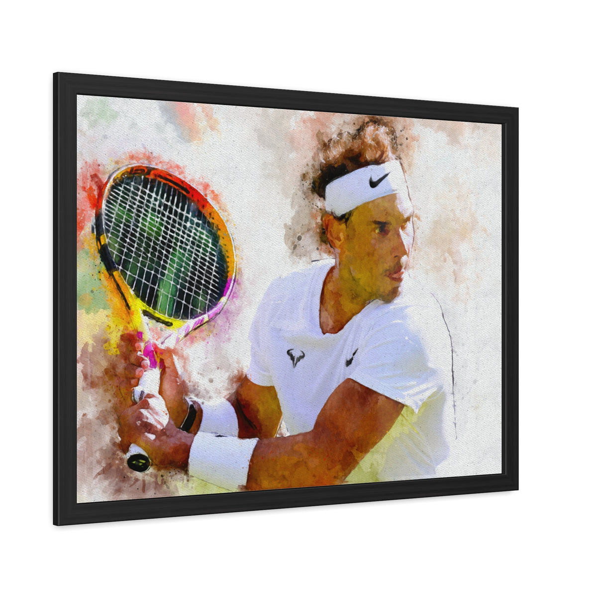 Rafael Nadal Tennis Legend: Ready to Hang Framed Watercolour Fine Art Painting Print Poster, Tennis Wall Art, Tennis Fan Gift