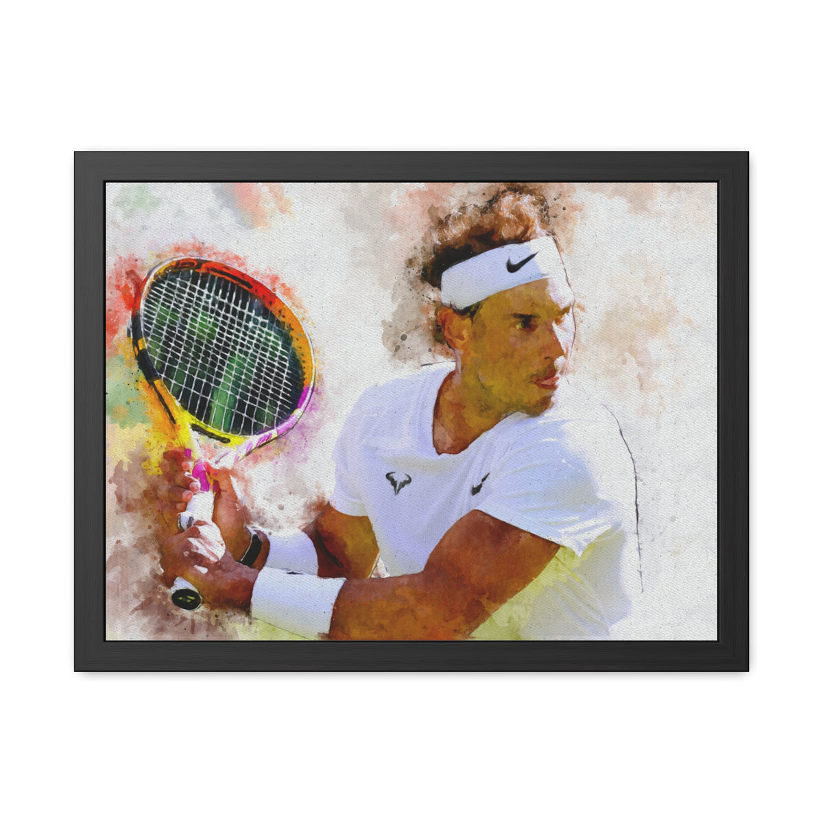 Rafael Nadal Tennis Legend: Ready to Hang Framed Watercolour Fine Art Painting Print Poster, Tennis Wall Art, Tennis Fan Gift
