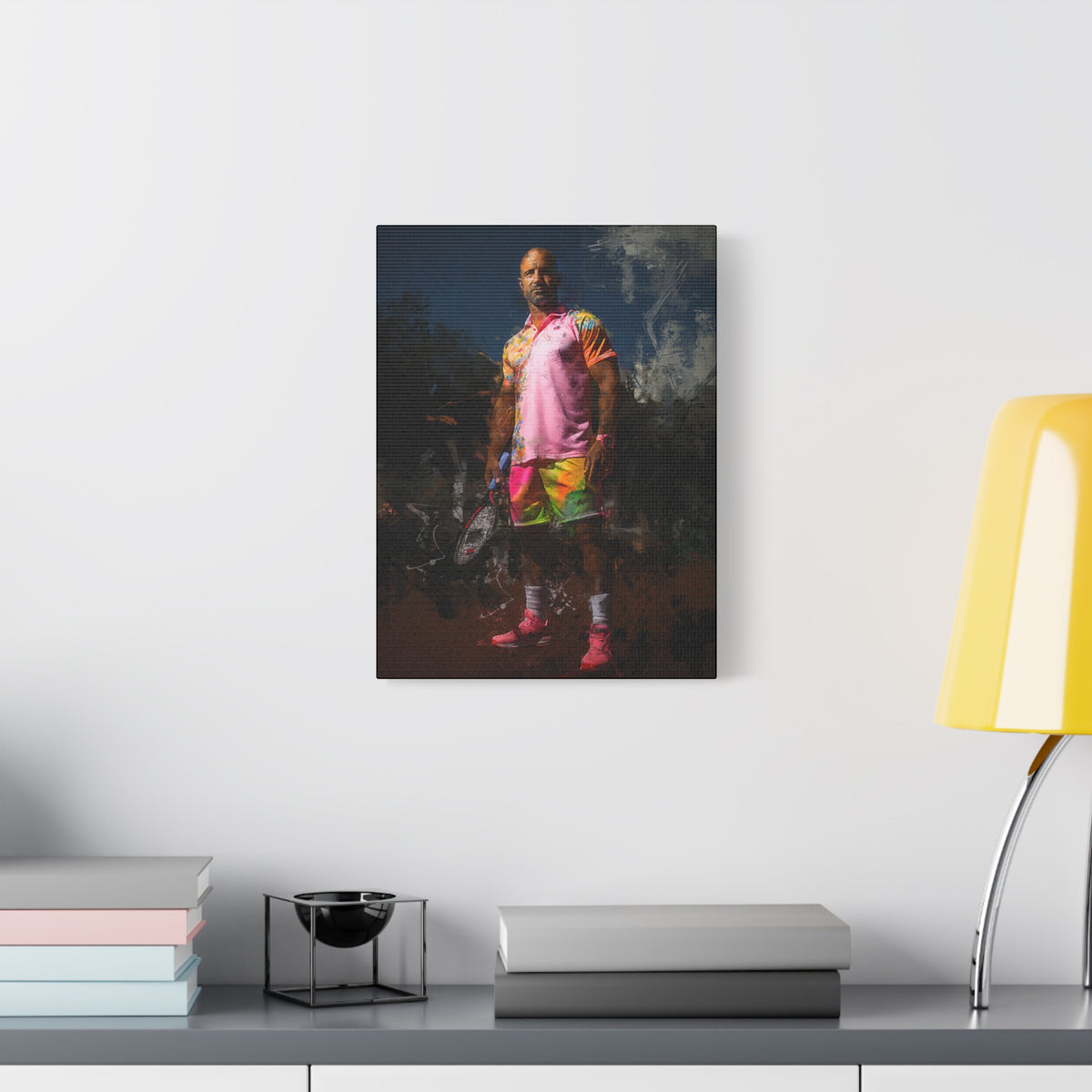 Andre Agassi Tennis Legend: Expressionist Modern Art Painting on Canvas - Stretched Canvas Tennis Fine Art Print Poster- Ready to Hang Wall Art, Tennis Fan Gift
