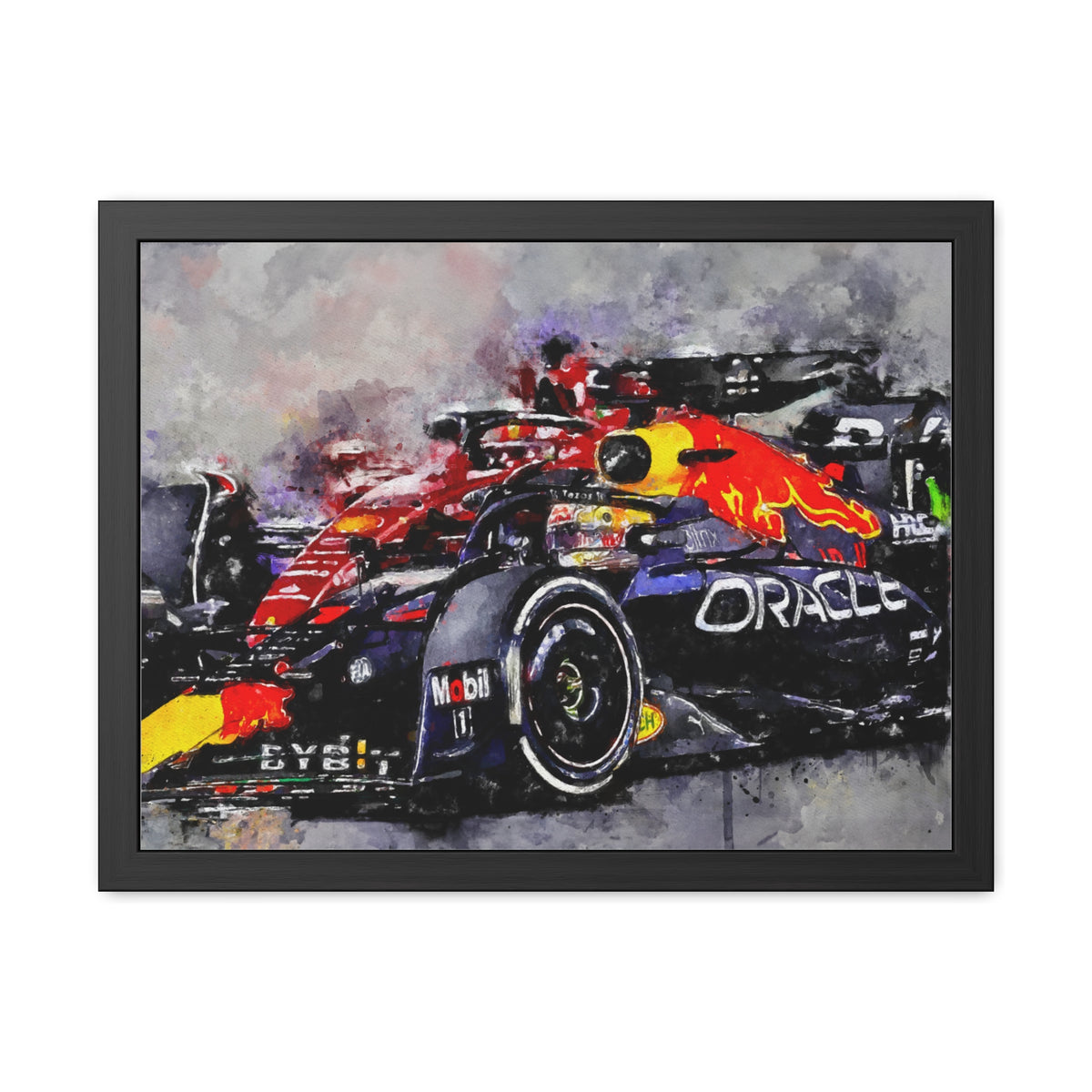 Drive into the Roar: Framed Watercolour F1 Fine Art Print - Ready to Hang, Wall Art Formula One Gift.
