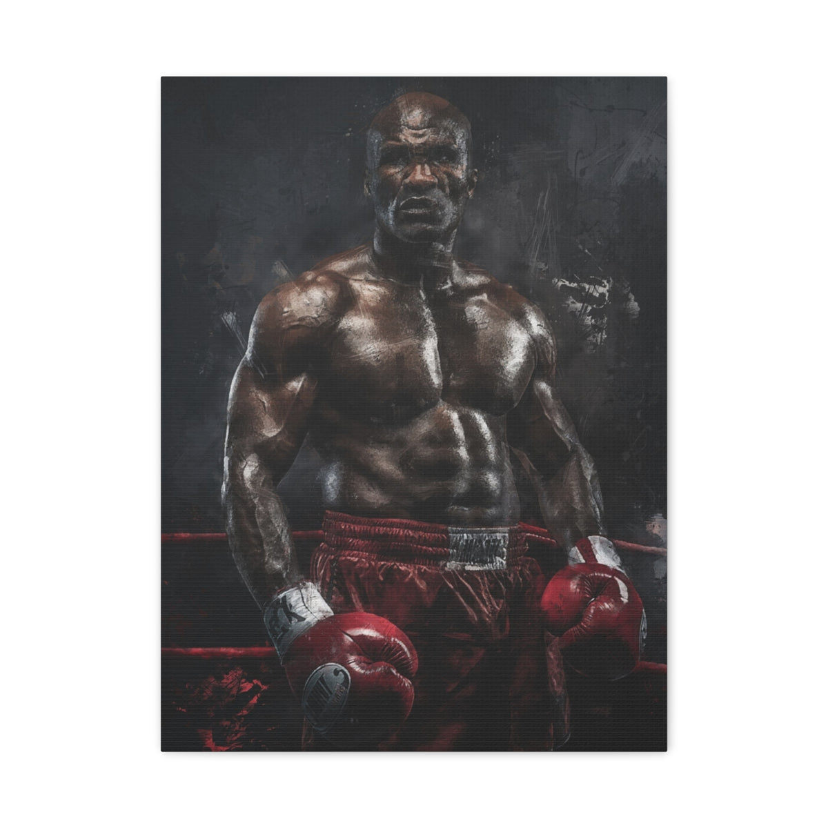 Evander Holyfield Portrait Painting: Stretched Canvas Fine Art Boxing Print Poster - Ready to Hang, Wall Art Boxing Gift
