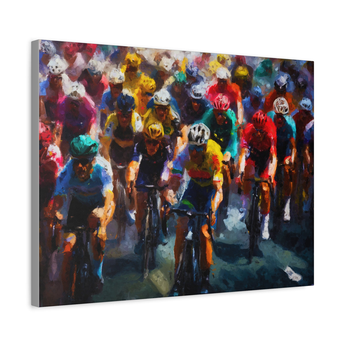 Cycling Symphony-Peloton Elegance: Expressionist Oil Painting Canvas Art Print - Ready to Hang, Matte Canvas, Stretched, 1.25"