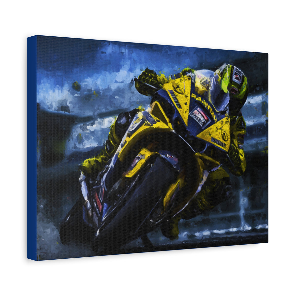 Feel the Thrill: Impressionist MotoGP Bike Rider, Fine Art Print on Stretched Matte Canvas - Ready to Hang, Wall Art MotoGP Gift.