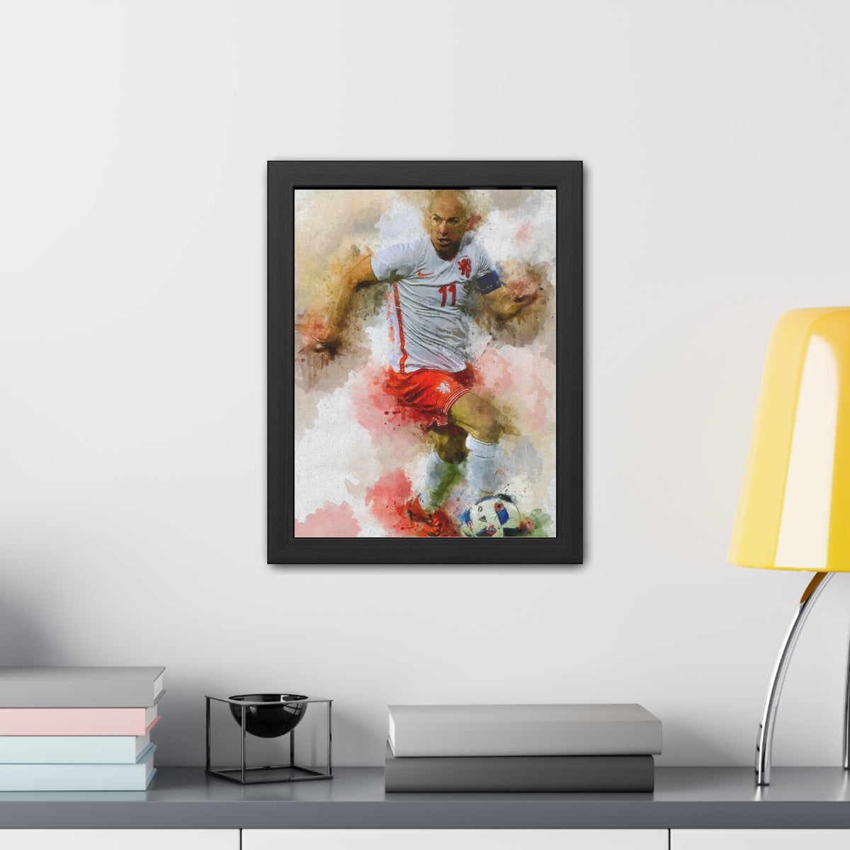 Arjen Robben Expressionist Portrait - Soccer Legend Art! Ready to Hang Framed Watercolour Fine Art Painting Print Poster, Football Wall Art, Soccer Fan Gift