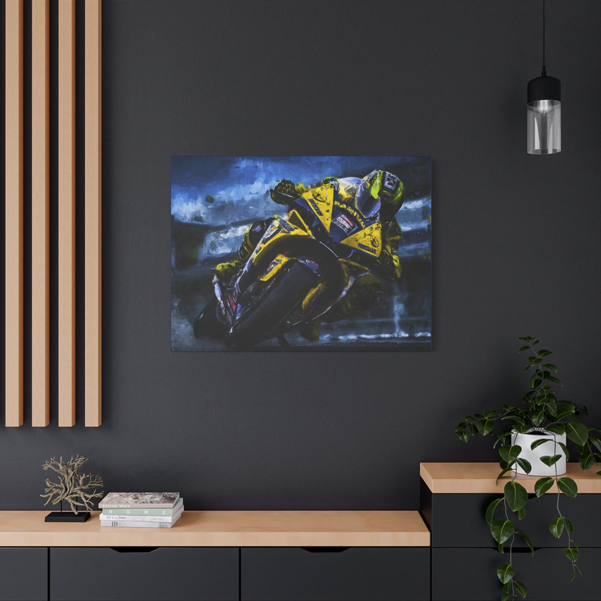 Feel the Thrill: Impressionist MotoGP Bike Rider, Fine Art Print on Stretched Matte Canvas - Ready to Hang, Wall Art MotoGP Gift.