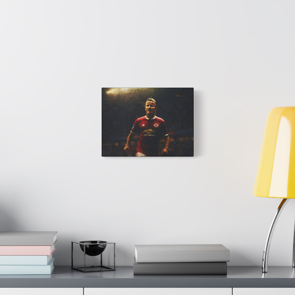 Beckham Brilliance Impressionist Portrait, Stretched Canvas Football Fine Art Print Poster, Ready to Hang Football Wall Art, Soccer Fan Gift
